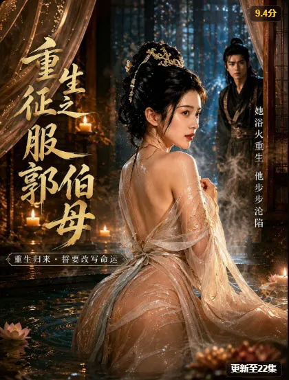 古风重生题材短剧海报，女子回眸的主视觉